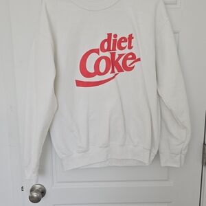Diet Coke Logo White Sweatshirt with Pink-Red Print